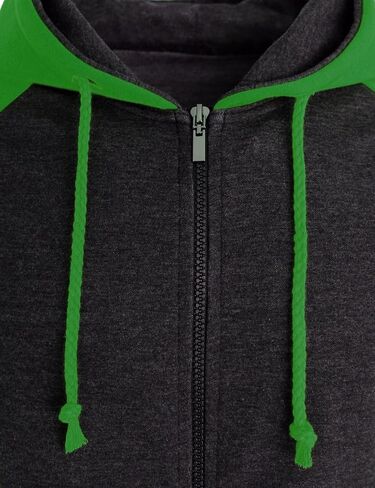 Men's Raglan Long Sleeve Fleece Casuall Full-Zip Up Hoodie Jacket in Saudi Arabia
