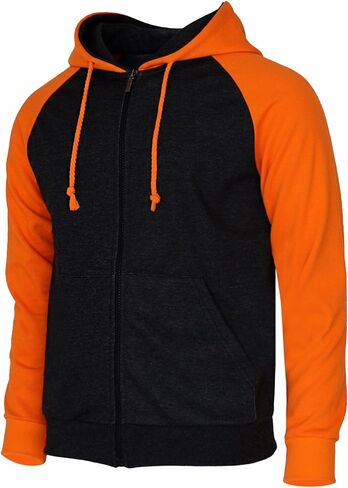 Men's Raglan Long Sleeve Fleece Casuall Full-Zip Up Hoodie Jacket in Saudi Arabia