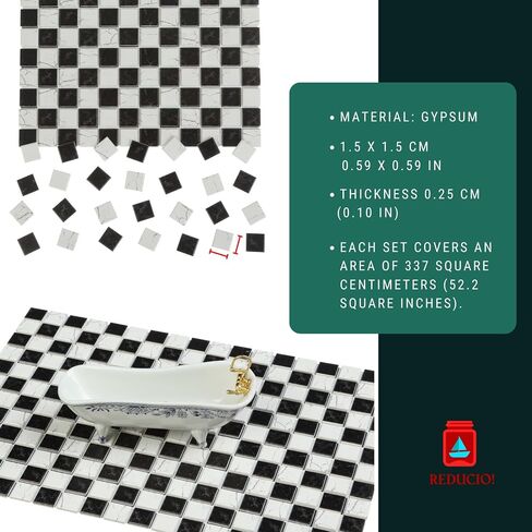 150 pcs, Dollhouse Flooring, 1:12 Scale Doll House Tiles, Miniature Checkerboard Floor, REDUCIO! in Kuwait