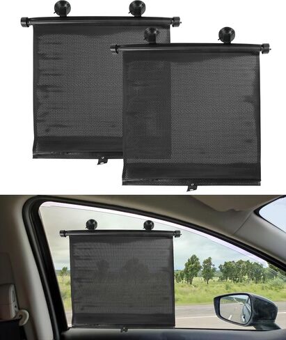 2PCS Car Window Shades,Car Accessories Car Window Shade for Baby,18"×15" Retractable Car Shades for Side Window with Suction Cups,Blocks Heat and UV Rays,Suitable for Most Sedan Truck SUV in Saudi Arabia