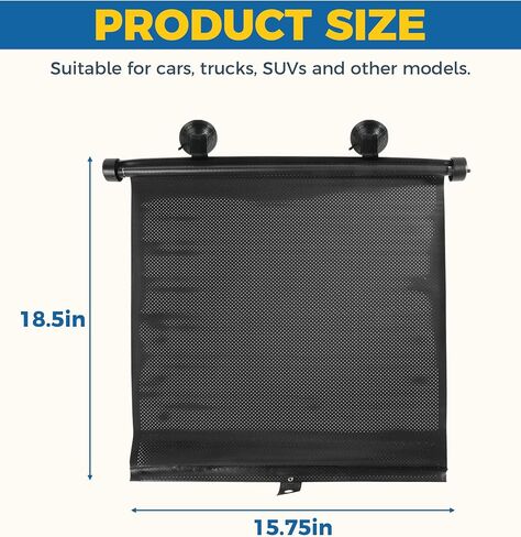 2PCS Car Window Shades,Car Accessories Car Window Shade for Baby,18"×15" Retractable Car Shades for Side Window with Suction Cups,Blocks Heat and UV Rays,Suitable for Most Sedan Truck SUV in Saudi Arabia