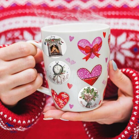 Eaasty 1500 Pcs Cozy Christmas Stickers for Cards 1.5 Inch Xmas Envelope Seals Stickers Bulk Vintage Holiday Stickers Plants Round Labels 18 Designs Santa Snowman Wreath Tree Decals for Crafts Gifts in Kuwait