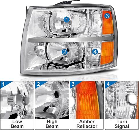 No-fogging Headlight Assembly Compatible With 07 08 09 10 11 12 13 Chevy Silverado 1500 / 2500HD / 3500HD & 2014 Old Body Style Passenger And Driver Side in Saudi Arabia