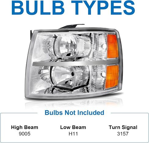 No-fogging Headlight Assembly Compatible With 07 08 09 10 11 12 13 Chevy Silverado 1500 / 2500HD / 3500HD & 2014 Old Body Style Passenger And Driver Side in Saudi Arabia