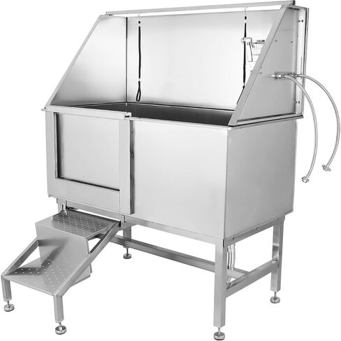 Dog Grooming Tub for Large Dogs, 50‘’ Dog Washing Station for Home Bathtub, Pet Washing Station Sink Shower with Steps, Sliding Door for Large Pet Dogs Home Commercial in Saudi Arabia