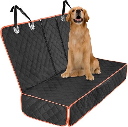 Dog Car Seat Cover for Back Seat, Waterproof Dog Bench Seat Pad Compatible for Armrest & Seat Belt, Universal Nonslip Durable Soft Pet Backseat Protector for Cars Trucks & SUVs (Black) in Saudi Arabia
