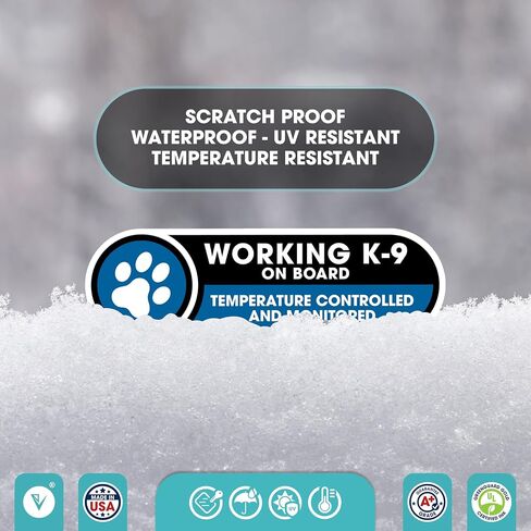 Working K9 on Board Stickers for Car | Working Dog on Board Temperature Controlled and Monitored Stickers | 2 Pack 1x5 Inches Glossy Laminated Stickers | K9 in Vehicle Awareness Stickers (Small) in Saudi Arabia