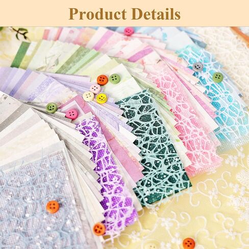 مجموعة متنوعة من 156 قطعة من ورق القصاصات المصنوعة يدويًا ونسيج شبكي - 6 عبوات من الورق الخاص المختلط لمستلزمات يوميات القصاصات غير المرغوب فيها مواد DIY 4 × 5.5 بوصة in Kuwait