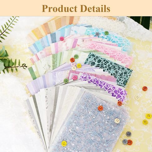 مجموعة متنوعة من 156 قطعة من ورق القصاصات المصنوعة يدويًا ونسيج شبكي - 6 عبوات من الورق الخاص المختلط لمستلزمات يوميات القصاصات غير المرغوب فيها مواد DIY 4 × 5.5 بوصة in Kuwait