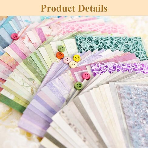 مجموعة متنوعة من 156 قطعة من ورق القصاصات المصنوعة يدويًا ونسيج شبكي - 6 عبوات من الورق الخاص المختلط لمستلزمات يوميات القصاصات غير المرغوب فيها مواد DIY 4 × 5.5 بوصة in Kuwait