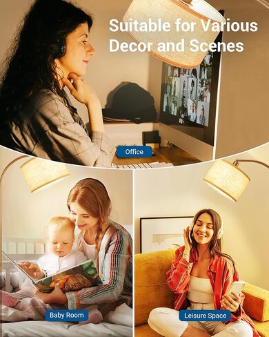 مصابيح أرضية مقوسة ذهبية من DEWENWILS لغرفة المعيشة، مصباح قوس قائم بوهو مع عاكس الضوء قابل للتعديل، ضوء قراءة حديث في منتصف القرن مع مفتاح القدم لغرفة النوم، المكتب المنزلي، الحضانة in Kuwait