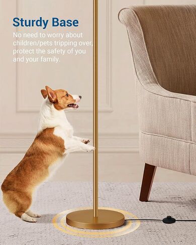 مصابيح أرضية مقوسة ذهبية من DEWENWILS لغرفة المعيشة، مصباح قوس قائم بوهو مع عاكس الضوء قابل للتعديل، ضوء قراءة حديث في منتصف القرن مع مفتاح القدم لغرفة النوم، المكتب المنزلي، الحضانة in Kuwait