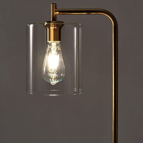 مصباح أرضي LED من Brightech Elizabeth، مصباح طويل مع غطاء زجاجي ومصباح Edison، مصباح صناعي لغرف المعيشة والمكاتب، مصباح قائم عتيق لغرفة النوم في المزرعة أو الطراز الريفي - ذهبي in Saudi Arabia