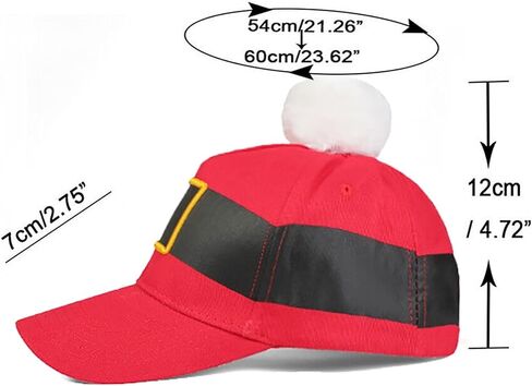 Christmas Cotton-Baseball Cap for Women-Men Outdoor-Adjustable-Sports Baseball Cap-with Pompom Santa-Unisex-Dad Hat in Kuwait