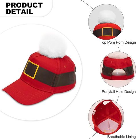 Christmas Cotton-Baseball Cap for Women-Men Outdoor-Adjustable-Sports Baseball Cap-with Pompom Santa-Unisex-Dad Hat in Kuwait