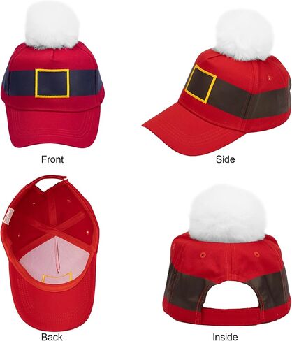 Christmas Cotton-Baseball Cap for Women-Men Outdoor-Adjustable-Sports Baseball Cap-with Pompom Santa-Unisex-Dad Hat in Kuwait