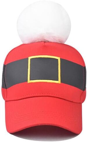 Christmas Cotton-Baseball Cap for Women-Men Outdoor-Adjustable-Sports Baseball Cap-with Pompom Santa-Unisex-Dad Hat in Kuwait