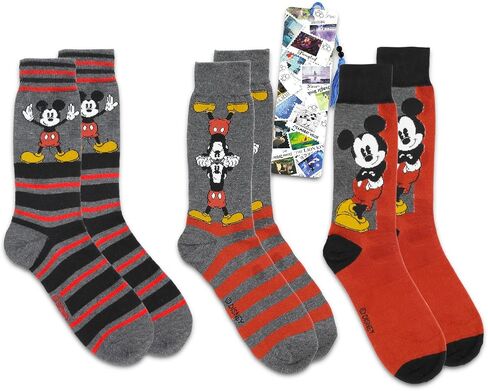 3 عبوات من جوارب Diskey Mickey Mouse Crew - مجموعة إكسسوارات ميكي ماوس مع 3 أزواج من جوارب ميكي ماوس مقاس 6-12 للرجال والنساء والمراهقين بالإضافة إلى إشارة مرجعية | ملابس ميكي ماوس للكبار in Saudi Arabia