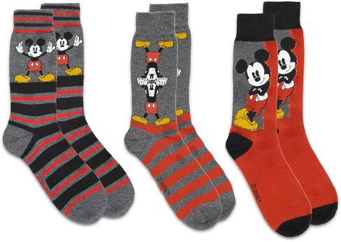 3 عبوات من جوارب Diskey Mickey Mouse Crew - مجموعة إكسسوارات ميكي ماوس مع 3 أزواج من جوارب ميكي ماوس مقاس 6-12 للرجال والنساء والمراهقين بالإضافة إلى إشارة مرجعية | ملابس ميكي ماوس للكبار in Saudi Arabia