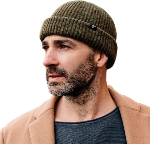 TOP-EX Oversized L/XL/XXL Merino Wool Blend Short Fisheman Beanie Lightweight Warm Hat for Cold Weather Winter in Kuwait
