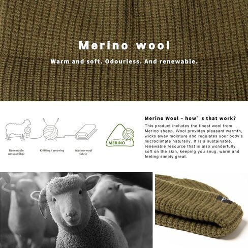 TOP-EX Oversized L/XL/XXL Merino Wool Blend Short Fisheman Beanie Lightweight Warm Hat for Cold Weather Winter in Kuwait