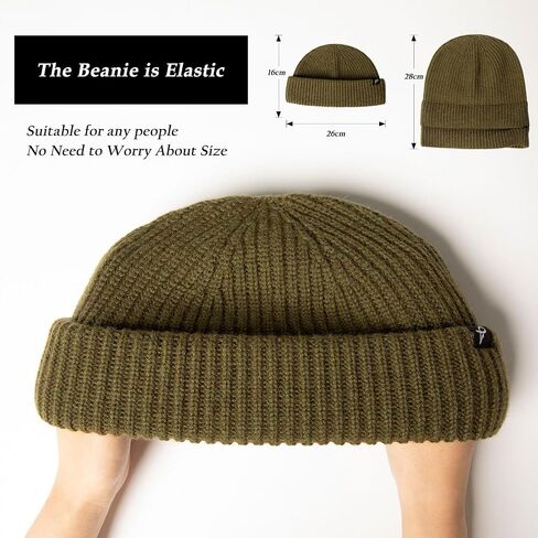 TOP-EX Oversized L/XL/XXL Merino Wool Blend Short Fisheman Beanie Lightweight Warm Hat for Cold Weather Winter in Kuwait