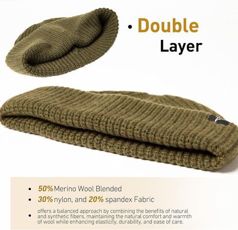 TOP-EX Oversized L/XL/XXL Merino Wool Blend Short Fisheman Beanie Lightweight Warm Hat for Cold Weather Winter in Kuwait