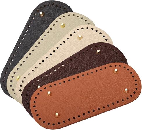 Heygueo 5 Pack Purse Leather Bottoms for Crocheting,9.1x5.1 Bag Bottom Base for Crochet,Leather Nail Bottom Shaper Pad for DIY Crochet Bag Shoulder Tote Purse Handbag Bags Cushion Base in Kuwait