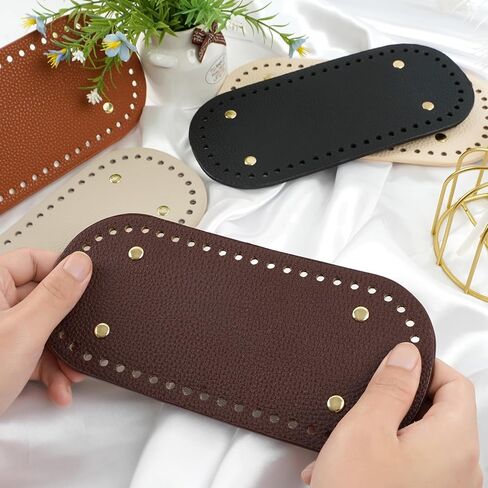 Heygueo 5 Pack Purse Leather Bottoms for Crocheting,9.1x5.1 Bag Bottom Base for Crochet,Leather Nail Bottom Shaper Pad for DIY Crochet Bag Shoulder Tote Purse Handbag Bags Cushion Base in Kuwait
