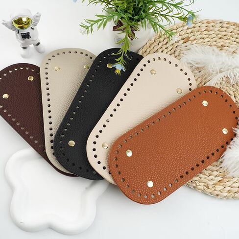 Heygueo 5 Pack Purse Leather Bottoms for Crocheting,9.1x5.1 Bag Bottom Base for Crochet,Leather Nail Bottom Shaper Pad for DIY Crochet Bag Shoulder Tote Purse Handbag Bags Cushion Base in Kuwait