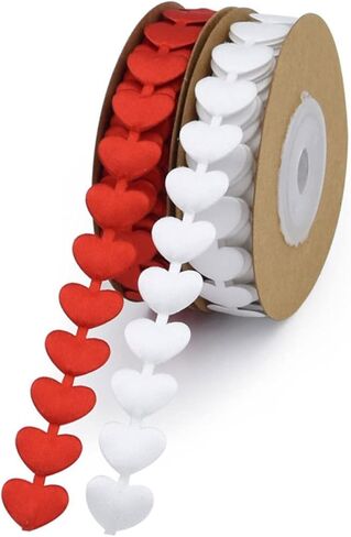 2 Rolls Christmas Ribbons Heart Shape Wrapping Ribbons for Crafts Hair Bow Xmas Wedding Party Supplies Polyester in Saudi Arabia