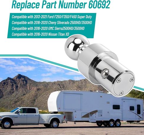 60692 مجموعة ربط عنق الإوزة بنظام بوك، كرة معقوفة 2-5/16 بوصة، متوافقة مع Ford F250 F350 F450، شيفروليه سيلفرادو 2500HD/3500HD، نيسان تيتان XD، جي إم سي سييرا 2500HD/3500HD in Kuwait