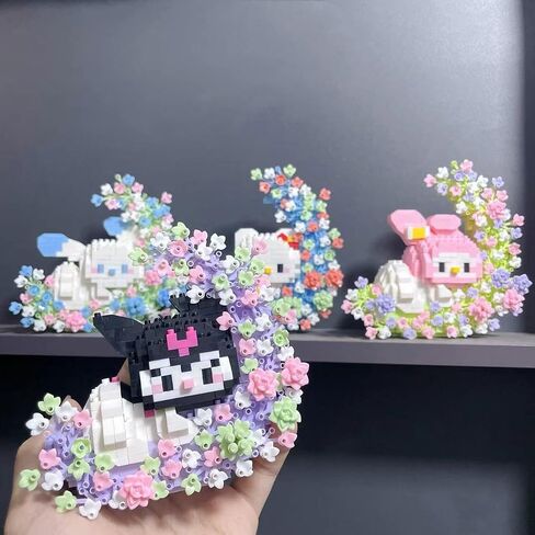5-Sets 3D Cartoon Building Blocks Toys Kawaii Anime Figure Puzzles Model, Mini Cute Building Block Toys Kit Gifts for Adults and Kids. (Black) in Saudi Arabia