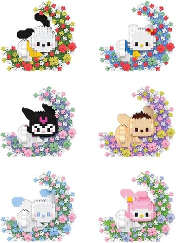5-Sets 3D Cartoon Building Blocks Toys Kawaii Anime Figure Puzzles Model, Mini Cute Building Block Toys Kit Gifts for Adults and Kids. (Black) in Saudi Arabia