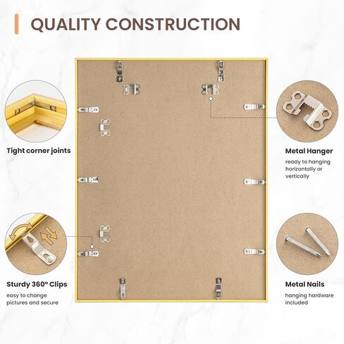 مجموعة إطارات صور مقاس 16 × 20 من Axeman مكونة من قطعتين، عرض صور مقاس 11 × 14 مع حصيرة أو 16 × 20 بدون حصيرة، إطارات صور معرض حائط رفيعة للجدار وعرض الطاولة، ذهبي in Kuwait