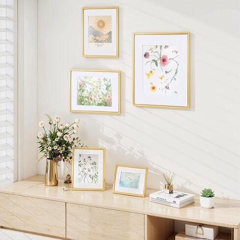 مجموعة إطارات صور مقاس 16 × 20 من Axeman مكونة من قطعتين، عرض صور مقاس 11 × 14 مع حصيرة أو 16 × 20 بدون حصيرة، إطارات صور معرض حائط رفيعة للجدار وعرض الطاولة، ذهبي in Kuwait
