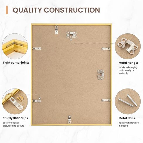 مجموعة إطارات صور مقاس 16 × 20 من Axeman مكونة من قطعتين، عرض صور مقاس 11 × 14 مع حصيرة أو 16 × 20 بدون حصيرة، إطارات صور معرض حائط رفيعة للجدار وعرض الطاولة، ذهبي in Kuwait