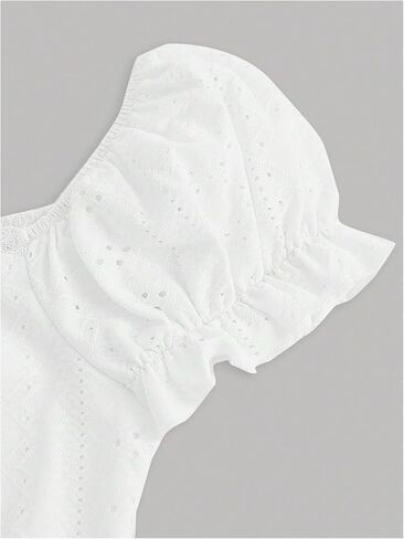Verdusa Girl's Ruched Crop Tees Tie Knot Tee Tops Short Puff Sleeve T Shirts in Saudi Arabia