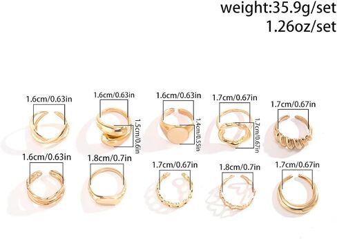 GIGB PBDK Chunky Gold Knuckle Stackable Rings Set for Women Lover,Boho Joint Finger Nail Midi Rings Pack Silver Dome Open Rings Jewelry Accessories in Saudi Arabia