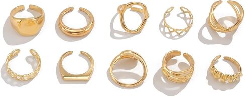 GIGB PBDK Chunky Gold Knuckle Stackable Rings Set for Women Lover,Boho Joint Finger Nail Midi Rings Pack Silver Dome Open Rings Jewelry Accessories in Saudi Arabia