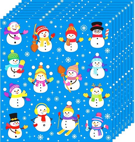 Zonon 224 Pieces Winter Stickers Snowflake Stickers Cartoon Snowman Holiday Stickers Assortment Snowflake Stickers Teacher Reward Stickers for Kids,14 Styles in Saudi Arabia