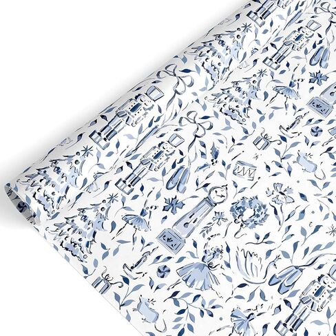 ورق تغليف عيد الميلاد من JarThenaAMCS - لفة صغيرة - 17 بوصة × 32.8 قدم أزرق شجرة عيد الميلاد كسارة البندق هدية ورق تغليف ورق فني مزخرف لمستلزمات الحرف اليدوية in Kuwait