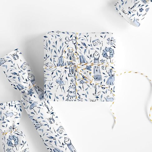 ورق تغليف عيد الميلاد من JarThenaAMCS - لفة صغيرة - 17 بوصة × 32.8 قدم أزرق شجرة عيد الميلاد كسارة البندق هدية ورق تغليف ورق فني مزخرف لمستلزمات الحرف اليدوية in Kuwait