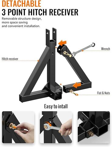 جهاز استقبال وصلة ربط المقطورة ذو 3 نقاط، ملحق وصلة قطر 2 بوصة للجرارات من الفئة 1، قضيب سحب محرك جرار عالي التحمل متوافق مع BX، كوبوتا، جون ديري، نورتراك، كيوتي، يانمار in Kuwait