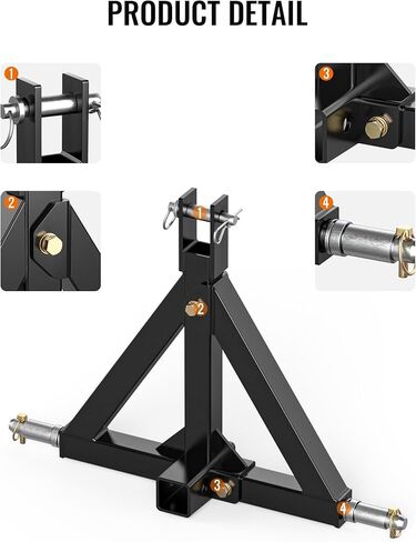 جهاز استقبال وصلة ربط المقطورة ذو 3 نقاط، ملحق وصلة قطر 2 بوصة للجرارات من الفئة 1، قضيب سحب محرك جرار عالي التحمل متوافق مع BX، كوبوتا، جون ديري، نورتراك، كيوتي، يانمار in Kuwait