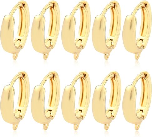 BEEFLYING 5 Pairs Brass Huggie Earring Hoops with Loops 18 Gauge Real 18K Gold Plated Earrin Hooks for DIY Earring Jewelry Making in Saudi Arabia