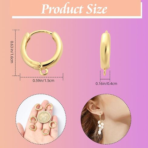 BEEFLYING 5 Pairs Brass Huggie Earring Hoops with Loops 18 Gauge Real 18K Gold Plated Earrin Hooks for DIY Earring Jewelry Making in Saudi Arabia