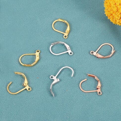 uxcell 100Pcs LeverBack Earring Hooks French Ear Wire LeverBack Earring Hook Clip DIY Earrings for Earrings Jewelry Making, Black in Saudi Arabia