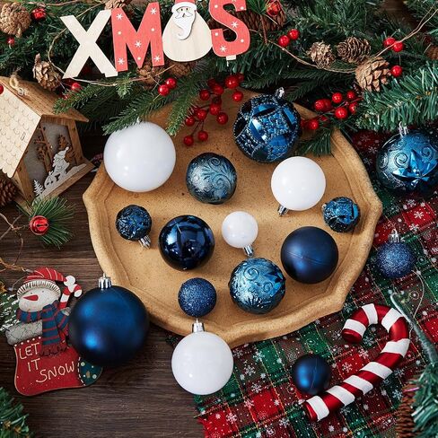87-Pack Shatterproof Christmas Ball Ornaments Set, Christmas Tree Decorations with Hand-held Gift Package for Xmas Tree Holiday Wedding Party, Baby Blue in Saudi Arabia