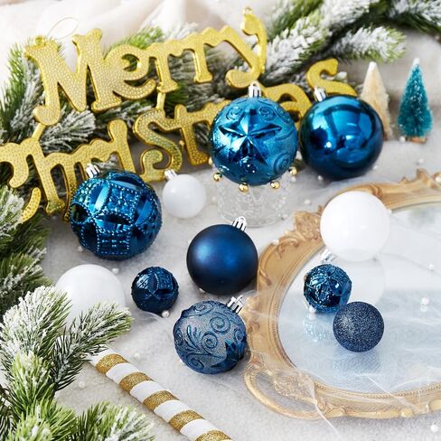 87-Pack Shatterproof Christmas Ball Ornaments Set, Christmas Tree Decorations with Hand-held Gift Package for Xmas Tree Holiday Wedding Party, Baby Blue in Saudi Arabia